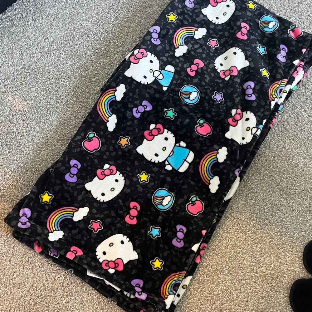 Sanrio Hello Kitty Black and Pink Throw Blanket